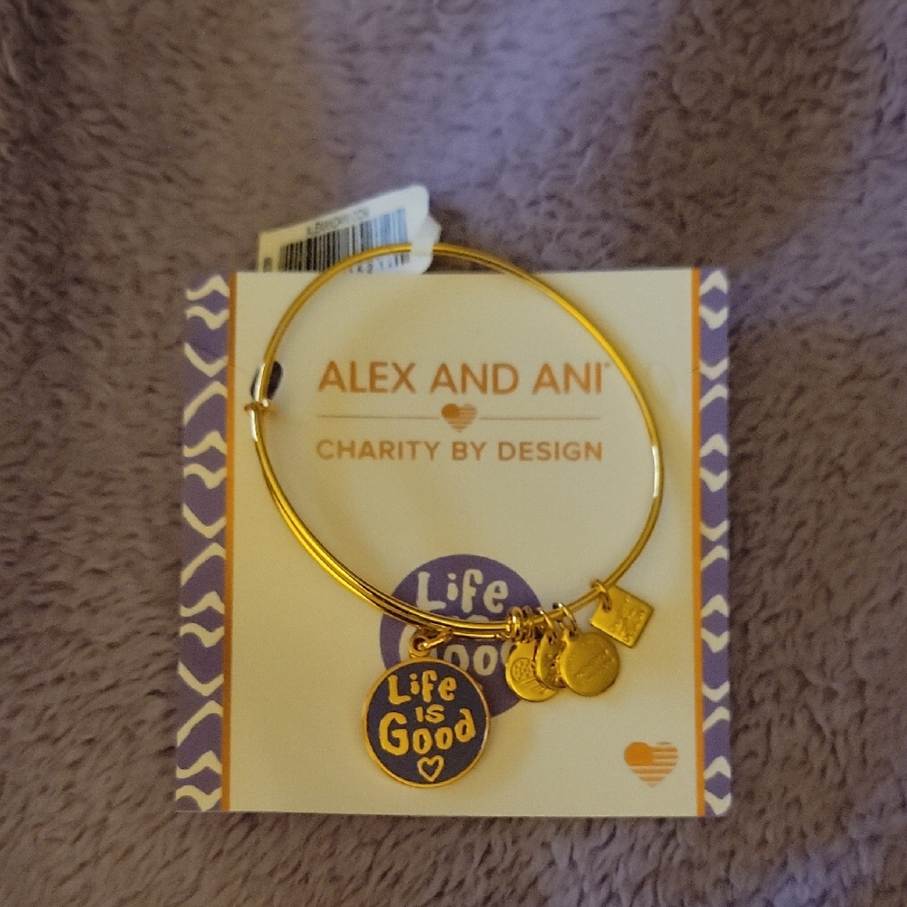 NWT: Alex And Ani Charity By Design Life Is Good Wire Bangle Bracelet